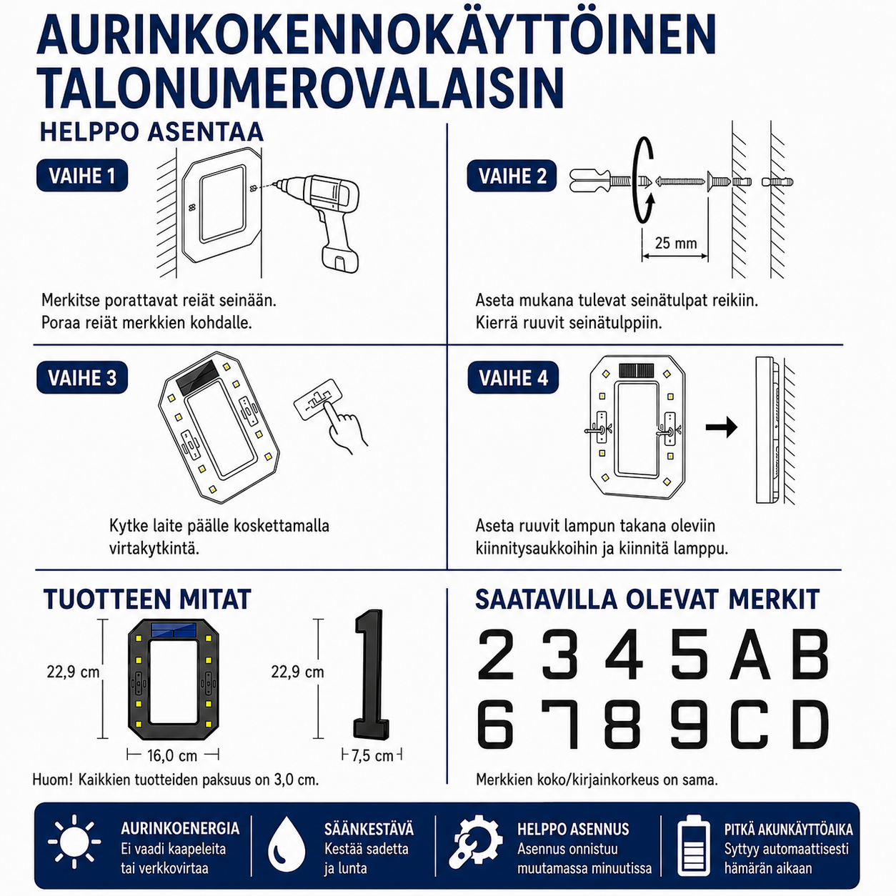 Vindahls talonumerot | Valaistut ja aurinkokäyttöiset
